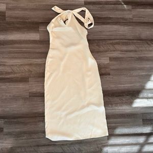 Cream Silk Midi Halter Dress